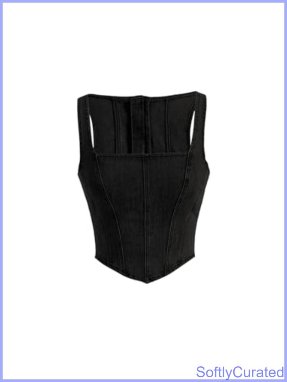 WDIRARA Women's Square Neck Zip Back Asymmetrical Denim Tank Crop Top